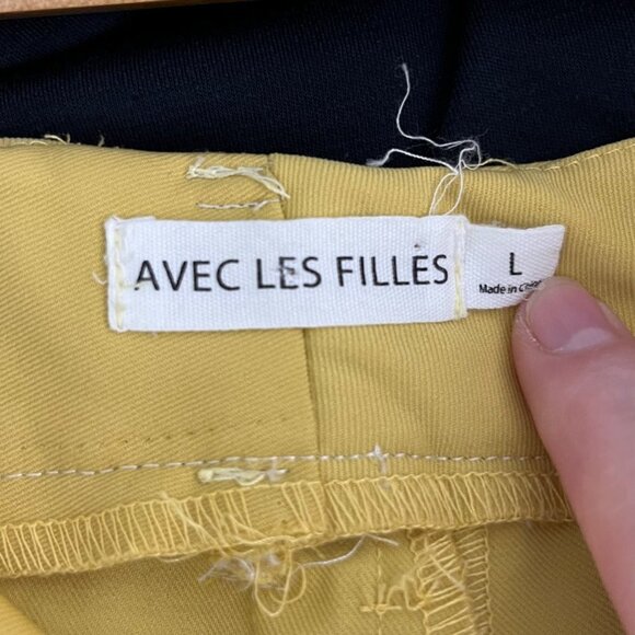 Avec Les Filles High Waisted Front Pleat Side Pockets Mustard Yellow Size Large - Picture 11 of 11